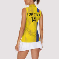 Custom Colombia Football Women Sleeveless Polo Shirt 2024 Vamos La Tricolor - Yellow - Wonder Print Shop