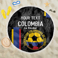 Custom Colombia Football Beach Blanket 2024 Vamos La Tricolor - Black - Wonder Print Shop