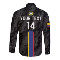 Custom Colombia Football Long Sleeve Button Shirt 2024 Vamos La Tricolor - Black - Wonder Print Shop