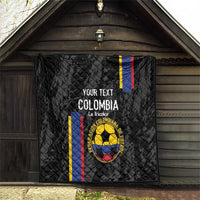 Custom Colombia Football Quilt 2024 Vamos La Tricolor - Black - Wonder Print Shop