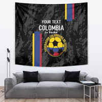 Custom Colombia Football Tapestry 2024 Vamos La Tricolor - Black - Wonder Print Shop