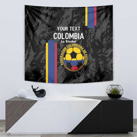 Custom Colombia Football Tapestry 2024 Vamos La Tricolor - Black - Wonder Print Shop