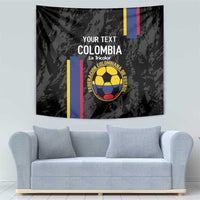 Custom Colombia Football Tapestry 2024 Vamos La Tricolor - Black - Wonder Print Shop