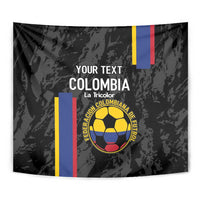Custom Colombia Football Tapestry 2024 Vamos La Tricolor - Black - Wonder Print Shop