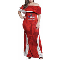 Custom Chile Football Family Matching Off Shoulder Maxi Dress and Hawaiian Shirt 2024 Vamos La Roja - Red - Wonder Print Shop