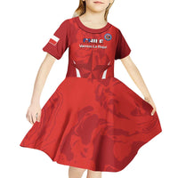 Custom Chile Football Kid Short Sleeve Dress 2024 Vamos La Roja - Red - Wonder Print Shop