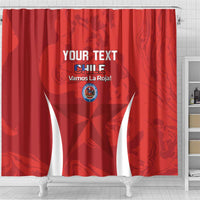 Custom Chile Football Shower Curtain 2024 Vamos La Roja - Red