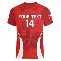 Custom Chile Football Women V-Neck T-Shirt 2024 Vamos La Roja - Red - Wonder Print Shop