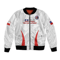 Custom Chile Football Bomber Jacket 2024 Vamos La Roja - White - Wonder Print Shop