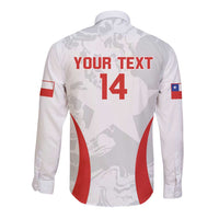Custom Chile Football Long Sleeve Button Shirt 2024 Vamos La Roja - White - Wonder Print Shop