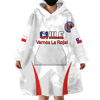 Custom Chile Football Wearable Blanket Hoodie 2024 Vamos La Roja - White - Wonder Print Shop
