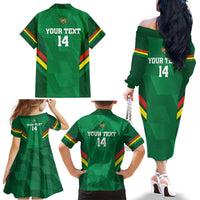 Custom Bolivia Football Family Matching Off The Shoulder Long Sleeve Dress and Hawaiian Shirt 2024 Vamos La Verde - Green - Wonder Print Shop