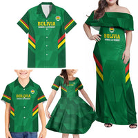 Custom Bolivia Football Family Matching Off Shoulder Maxi Dress and Hawaiian Shirt 2024 Vamos La Verde - Green - Wonder Print Shop