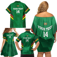 Custom Bolivia Football Family Matching Off Shoulder Short Dress and Hawaiian Shirt 2024 Vamos La Verde - Green - Wonder Print Shop
