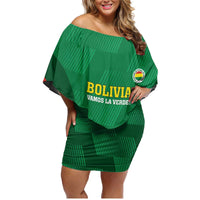 Custom Bolivia Football Family Matching Off Shoulder Short Dress and Hawaiian Shirt 2024 Vamos La Verde - Green - Wonder Print Shop