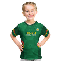 Custom Bolivia Football Kid T Shirt 2024 Vamos La Verde - Green - Wonder Print Shop