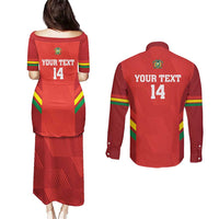 Custom Bolivia Football Couples Matching Puletasi and Long Sleeve Button Shirt 2024 Vamos La Verde - Red - Wonder Print Shop