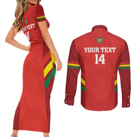 Custom Bolivia Football Couples Matching Short Sleeve Bodycon Dress and Long Sleeve Button Shirt 2024 Vamos La Verde - Red - Wonder Print Shop