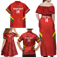 Custom Bolivia Football Family Matching Off Shoulder Maxi Dress and Hawaiian Shirt 2024 Vamos La Verde - Red - Wonder Print Shop