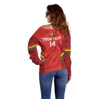 Custom Bolivia Football Off Shoulder Sweater 2024 Vamos La Verde - Red - Wonder Print Shop