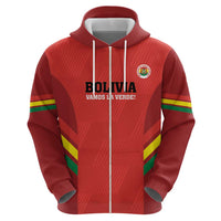 Custom Bolivia Football Zip Hoodie 2024 Vamos La Verde - Red - Wonder Print Shop
