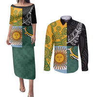 Personalised Rugby 2025 Championship Couples Matching Puletasi and Long Sleeve Button Shirt Combination of Southern Hemisphere Countries - Wonder Print Shop