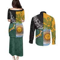 Personalised Rugby 2025 Championship Couples Matching Puletasi and Long Sleeve Button Shirt Combination of Southern Hemisphere Countries - Wonder Print Shop