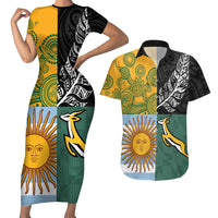 Personalised Rugby 2025 Championship Couples Matching Short Sleeve Bodycon Dress and Hawaiian Shirt Combination of Southern Hemisphere Countries - Wonder Print Shop