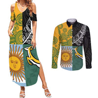 Personalised Rugby 2025 Championship Couples Matching Summer Maxi Dress and Long Sleeve Button Shirt Combination of Southern Hemisphere Countries - Wonder Print Shop