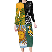 Personalised Rugby 2025 Championship Family Matching Long Sleeve Bodycon Dress and Hawaiian Shirt Combination of Southern Hemisphere Countries - Wonder Print Shop