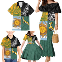 Personalised Rugby 2025 Championship Family Matching Mermaid Dress and Hawaiian Shirt Combination of Southern Hemisphere Countries - Wonder Print Shop