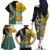 Personalised Rugby 2025 Championship Family Matching Off The Shoulder Long Sleeve Dress and Hawaiian Shirt Combination of Southern Hemisphere Countries - Wonder Print Shop