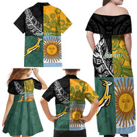 Personalised Rugby 2025 Championship Family Matching Off Shoulder Maxi Dress and Hawaiian Shirt Combination of Southern Hemisphere Countries - Wonder Print Shop