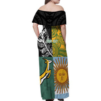 Personalised Rugby 2025 Championship Family Matching Off Shoulder Maxi Dress and Hawaiian Shirt Combination of Southern Hemisphere Countries - Wonder Print Shop