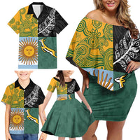 Personalised Rugby 2025 Championship Family Matching Off Shoulder Short Dress and Hawaiian Shirt Combination of Southern Hemisphere Countries - Wonder Print Shop