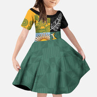 Personalised Rugby 2025 Championship Family Matching Short Sleeve Bodycon Dress and Hawaiian Shirt Combination of Southern Hemisphere Countries - Wonder Print Shop