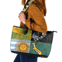Rugby 2025 Championship Leather Tote Bag Combination of Southern Hemisphere Countries - Wonder Print Shop