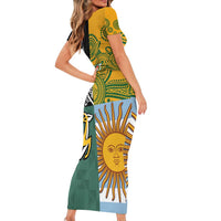 Personalised Rugby 2025 Championship Short Sleeve Bodycon Dress Combination of Southern Hemisphere Countries - Wonder Print Shop