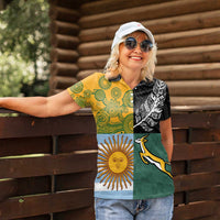 Personalised Rugby 2025 Championship Women Polo Shirt Combination of Southern Hemisphere Countries - Wonder Print Shop