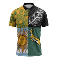 Personalised Rugby 2025 Championship Zipper Polo Shirt Combination of Southern Hemisphere Countries - Wonder Print Shop