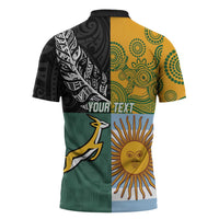 Personalised Rugby 2025 Championship Zipper Polo Shirt Combination of Southern Hemisphere Countries - Wonder Print Shop