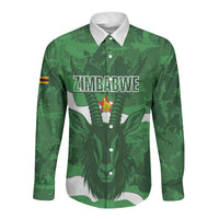 Custom Zimbabwe Rugby 2026 Long Sleeve Button Shirt Go Sables Sporty Grunge Style