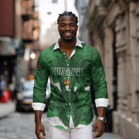 Custom Zimbabwe Rugby 2026 Long Sleeve Button Shirt Go Sables Sporty Grunge Style