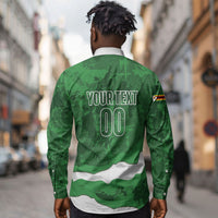 Custom Zimbabwe Rugby 2026 Long Sleeve Button Shirt Go Sables Sporty Grunge Style