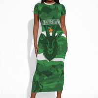 Custom Zimbabwe Rugby 2026 Short Sleeve Bodycon Dress Go Sables Sporty Grunge Style