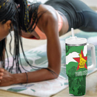 Custom Zimbabwe Rugby 2026 Tumbler With Handle Go Sables Sporty Grunge Style