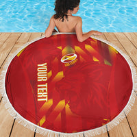Custom Spain Rugby 2026 Beach Blanket Vamos Los Leones Red Version