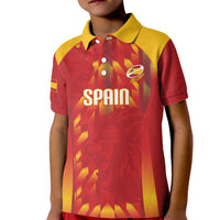 Custom Spain Rugby 2026 Kid Polo Shirt Vamos Los Leones Red Version