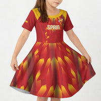 Custom Spain Rugby 2026 Kid Short Sleeve Dress Vamos Los Leones Red Version