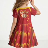 Custom Spain Rugby 2026 Kid Short Sleeve Dress Vamos Los Leones Red Version